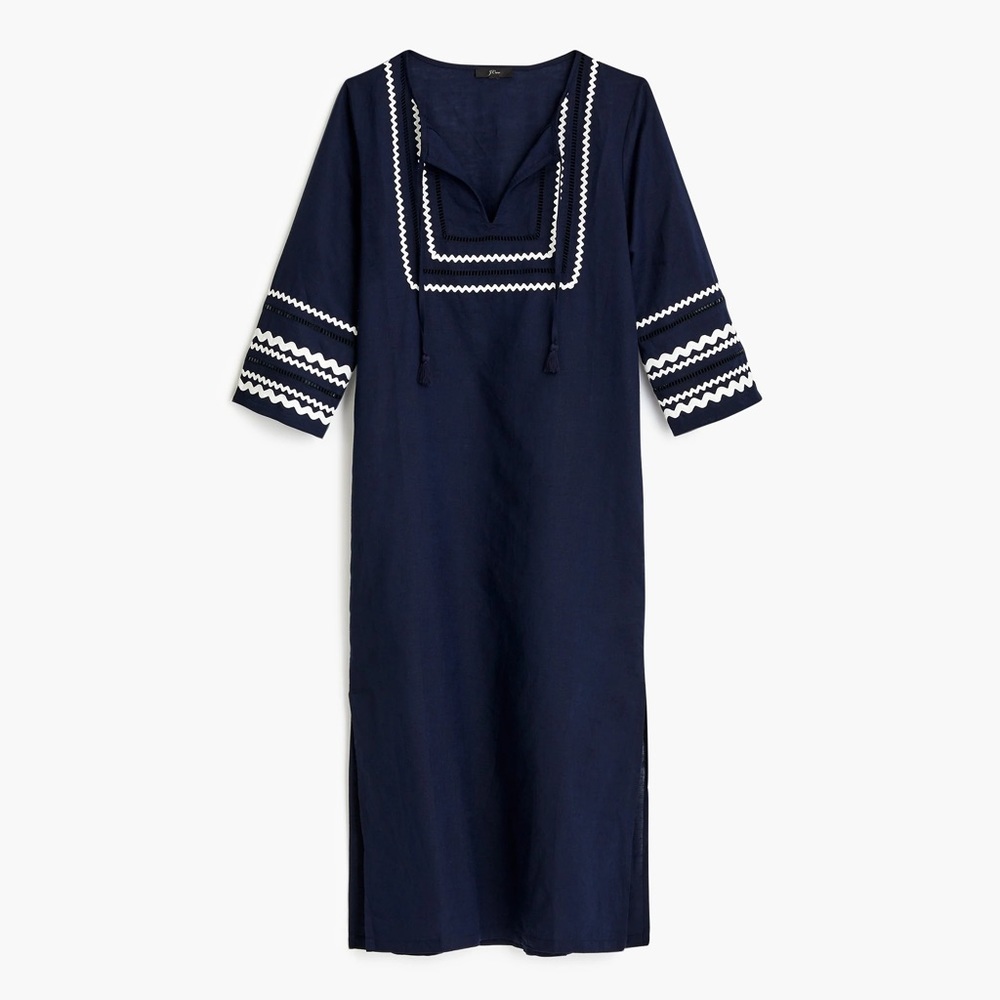 J.Crew Long Beach Tunic with Rickrack Trim Womens Size Small